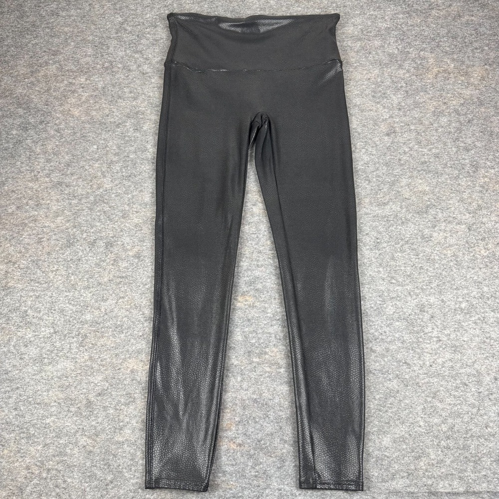 Spanx Faux Leather Crocodile Leggings 28" Black Womens XL